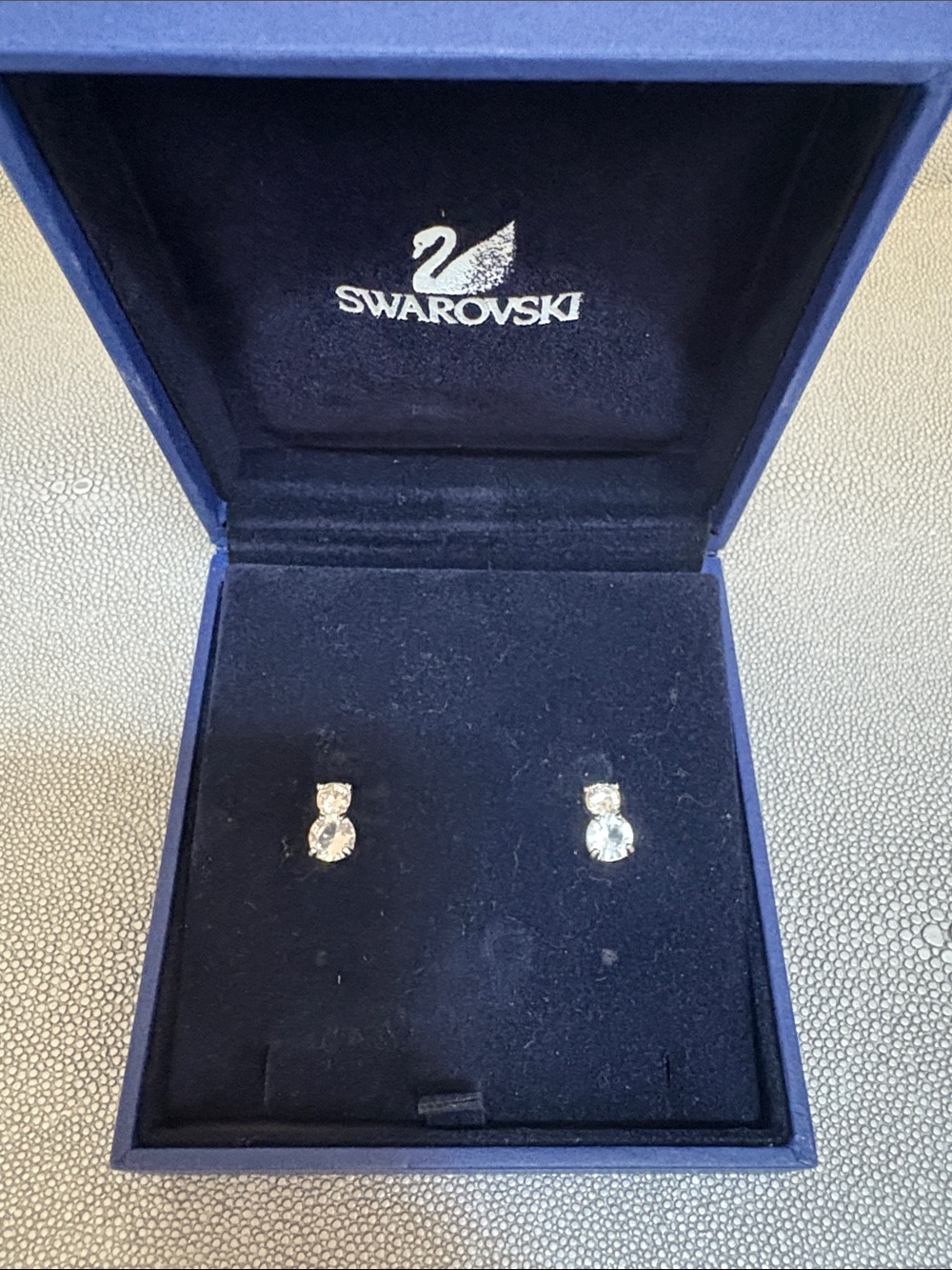 Swarovski Clear Crystal Double-Drop Stud Earrings
